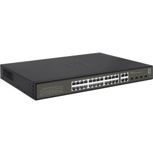 LevelOne Switch 24x GE GES-2128P 4xGSFP 19" 380W 16xPoE+ - Switch