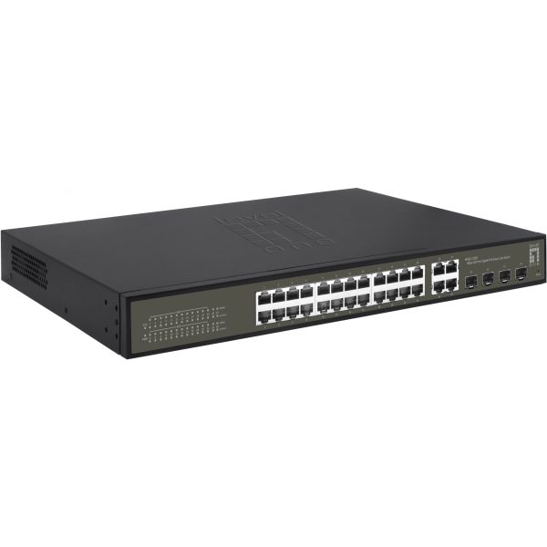LevelOne Switch 24x GE GES-2128P 4xGSFP 19" 380W 16xPoE+ - Switch