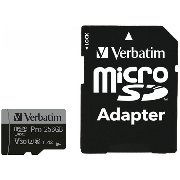 Verbatim Micro SD Card 256 GB SDXC Pro UHS-III Class 10 inkl. Adapter 1 - Extended Capacity SD (MicroSDHC) - Image 2