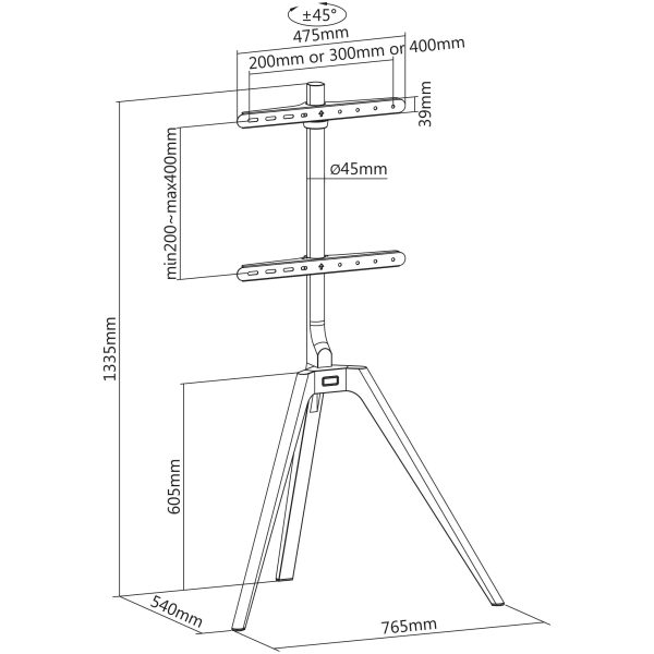 InLine woodstand TV stand - tripod - for displays 45"-65" (114-165cm) - max. 40kg - Image 3