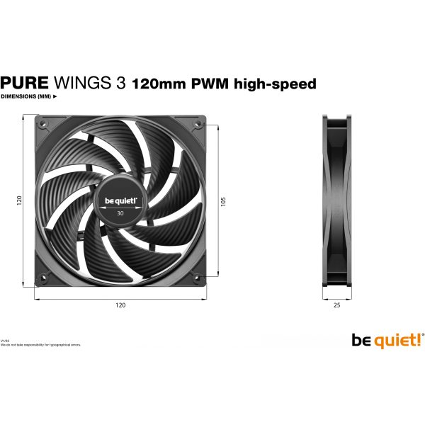 Be Quiet! Lüfter 120*120*25 Pure Wings 3 PWM high-speed - Image 3