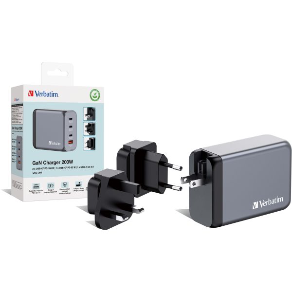 Verbatim GaN Charger 200W Verbatim 200W UK/US/EU 4-Port GaN3 Wall Charger With Power Delivery - Image 6