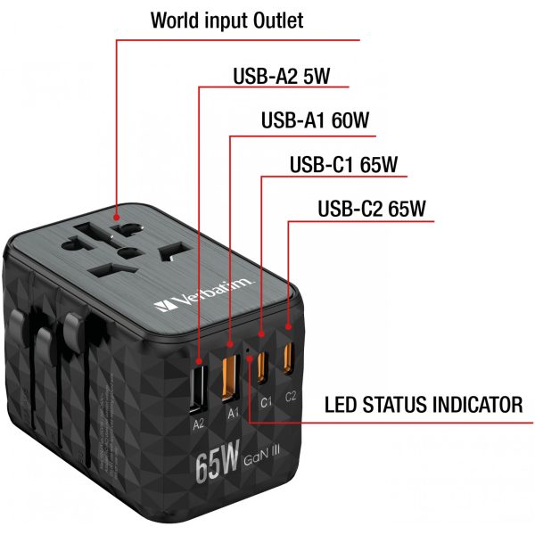 Verbatim GaN III Universal Reise Adapter 65W - Image 3