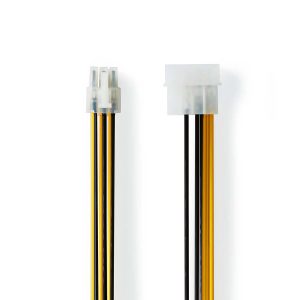 Internal Power cable | Molex Male | PCI Express Male | Gold Plated | 0.20 m | Round | PVC | Black / Yellow | Envelope
