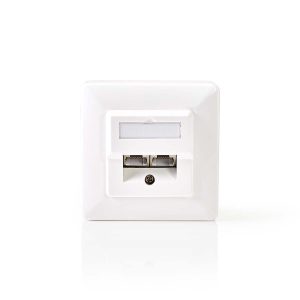 Network Wall Box | In-Wall | 2 port(s) | CAT5e | Straight | Female | Gold Plated | ABS | White | Box
