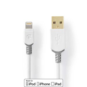 Lightning Cable | USB 2.0 | Apple Lightning 8-Pin | USB-A Male | 480 Mbps | Gold Plated | 3.00 m | Round | PVC | Grey / White | Box