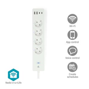 SmartLife Power Strip | Wi-Fi | 2x USB-A / 2x USB-C™ / 4x plug with earth contact (CEE 7/3) | 16 A | 3680 W | 2.00 m | 0 - 55 °C | Android™ / IOS | White