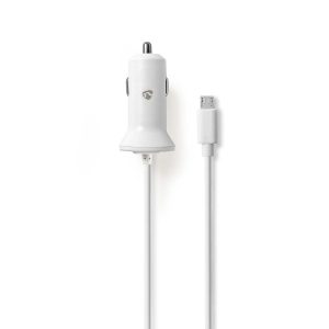 Car Charger | 2.4 A | Fixed cable | Micro USB | White
